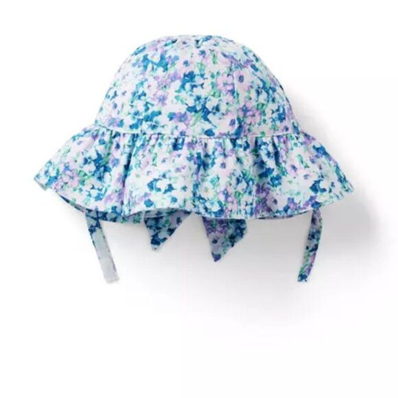 Janie and Jack 100049352 Beau Baby Floral Bow Sun Hat size 0-3 m - Picture 1 of 11